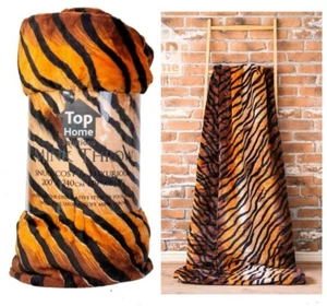 Super Soft Tiger Skin Design Warm Faux Fur Animal Skins Blanket Sofa Bed Throw - Picture 1 of 3