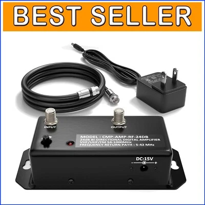 Amplificador de señal de TV digital versátil - Amplificador de 24 dB con cable incluido Foto 1 de 4