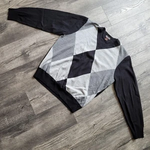 New w/o Tags Michael Kors 100% Merino Wool Argyle Pattern Gray Sweater Size Lg - Picture 1 of 7