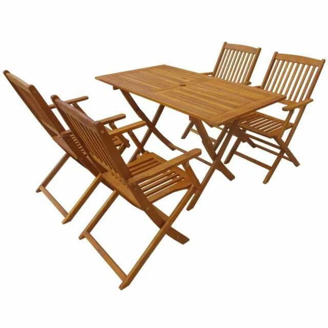 vidaXL 5 Pieces Folding Outdoor Dining Set - Brown