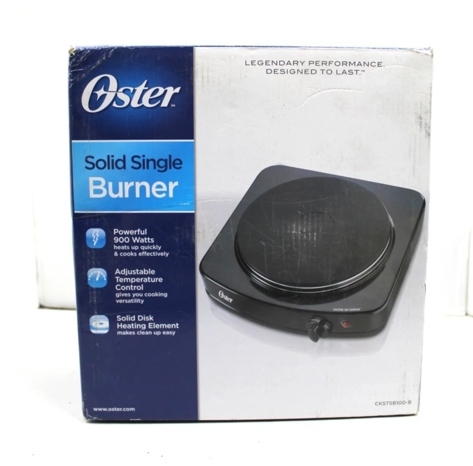 Oster Single Black Burner Hot Plate Adj. Temperature 900 Watts CKSTSB100 Pair - Image 1 of 4