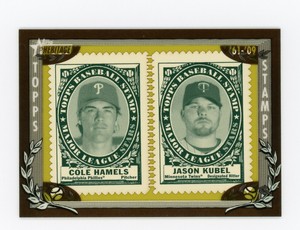 2010 Topps Heritage stamp panel /50 Cole Hamels & Jason Kubel