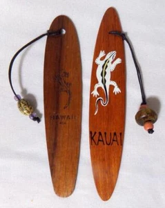 Hawaiian Koa Wood Surfboard Bead Bookmark Set 2 - Picture 1 of 4