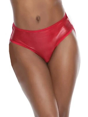 Panty para mujer mate aspecto húmedo abierto con cordones espalda Merlot rojo talla única Foto 1 de 4