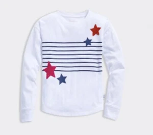VINEYARD VINES Girl's LS Striped Flip Sequin Star Tee, Size XL (16), NWT - Picture 1 of 4