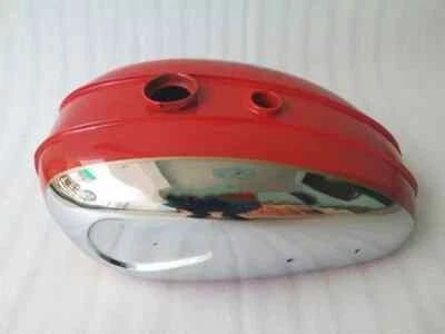 BSA C15 CROMADO Y ROJO PINTADO ACERO GAS COMBUSTIBLE TANQUE GASOLINA | Apto para Foto 1 de 4
