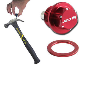 ADD W1 Magnetic Oil + Tranny Drain Plug Pkg w/ MT For Honda Acura Red