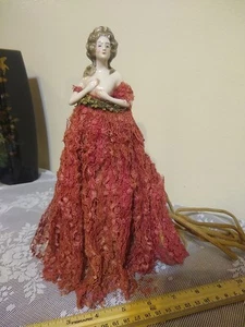 Antique 1920-30's Victorian Porcelain Lady Half Doll Boudior Table Lamp 11" Tall - Picture 1 of 17