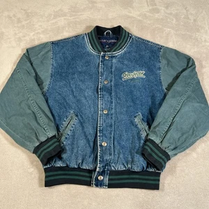 Vintage Swingster Goodyear Tires Denim Jean Bomber Jacket Blue Men's Size Medium - Picture 1 of 15