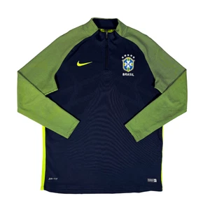 BRAZIL 2016/18 NIKE 1/4 Zip Drill Top Football Shirt XL Mens Soccer Jersey - Picture 1 of 11