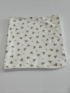 RALPH LAUREN Baby Blanket Polo Teddy Bear American Flag 30x25" 100% Cotton White - Picture 1 of 9