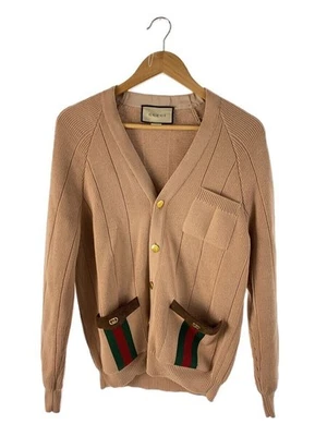 GUCCI 21AW Wool Blend Knit Cardigan with Web XS BEG 626349 XKBFJ - Image 1 of 4