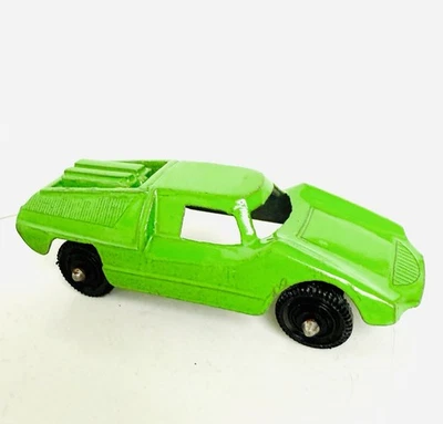 TootsieToy Fiat Abarth Car- Green 2 1/2" Long USA 1970's Vintage Pressed Steel - Image 1 of 4