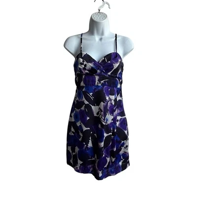 XXI Womens cocktail dress Sz XS spaghetti straps zipper lined  blue floral B-25 - Image 1 of 4