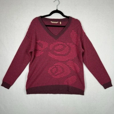 Suéter texturizado Soft Surroundings Bellflower lã borgonha mistura alpaca tamanho G - Imagem 1 de 4