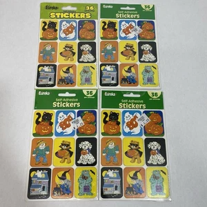 Eureka Halloween Aufkleber Geist schwarze Katze Kürbis Hexe 4 Stück - Bild 1 von 4