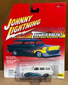 Johnny Lightning Thunder Wagons Custom Chevy Wagon White Flames 1:64 Diecast NIP - Picture 1 of 3