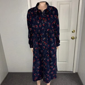 Vestido para mujer Vermont County Store Farmhouse bolsillos M L/S pana floral J3-25 - Imagen 1 de 7