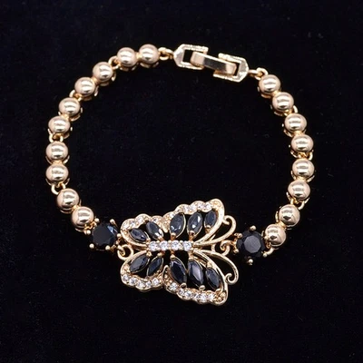 Brazalete mariposa topacio místico negro moda oro amarillo 18K para mujer Foto 1 de 3