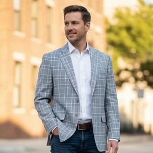 NEU Tailorbyrd Blazer 42R grau schatten kariert zwei Knopf Herren Sport Mantel Golf - Bild 1 von 15