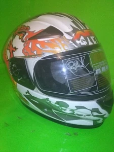 AFX FX-90 DOT helmet with shield size medium 57-58 Dragon & Skull Bone Design - Foto 1 di 8