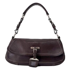 PRADA Brown Leather Shoulder Bag - Picture 1 of 19