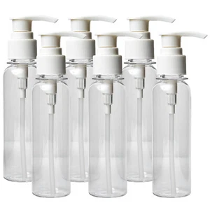 4 Unzen klare PET Cosmo Plastikflasche mit weißen Pumpen - 6er Pack - Bild 1 von 10