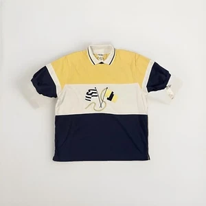 Alfred Dunmer Blue Yellow Nautical Short Sleeve Polo Size 42 NWT - Picture 1 of 6