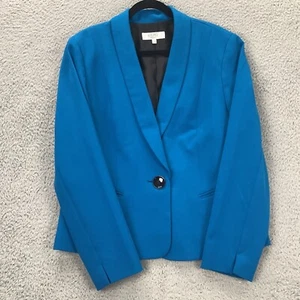 Kasper Jacket Womens 16 Royal Blue single Button Lined Career Workwear Office - Picture 1 of 12