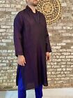 Beaded Wedding Sherwani Kurta Pajama Shirt, Purple Ethnic Wedding Formal