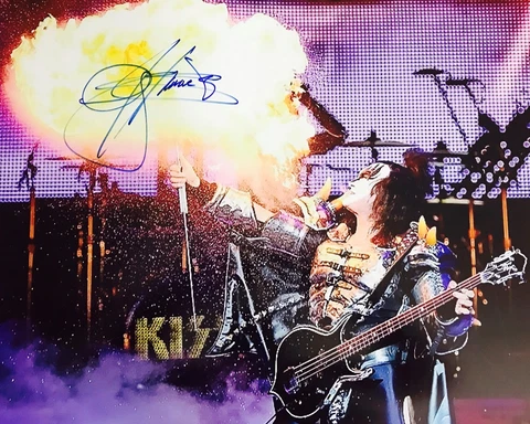 KISS Signed Gene Simmons Autographed Photograph 16x20 Fire (Stanely Ace Criss) Cover