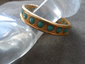 VINTAGE CADORO Gold tone Cuff Bracelet w faux turquoise - Picture 1 of 6