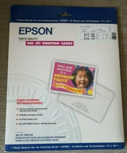 Epson Inkjet Photo Greeting Cards Invitations 9 sheets & 10 Envelopes 10x8 A4 - Picture 1 of 2