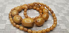 Bakelite Amber Egg Yolk brown Prayer Beads Necklace all beads swirl 1930 s.68 gr
