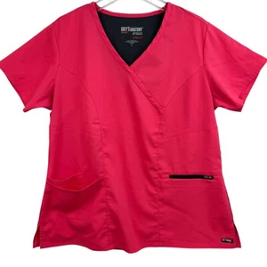 Blusa Médica Gris Anatomía Talla L Elastizada Rosa Sólida Coral Tiene Bolsillos y Cremallera A44 - Imagen 1 de 5