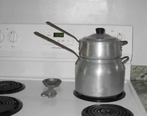 Sartén de caldera dobles grandes vintage 3 piezas desgaste #2434 aluminio MCM cocina EE. UU. - Imagen 1 de 12