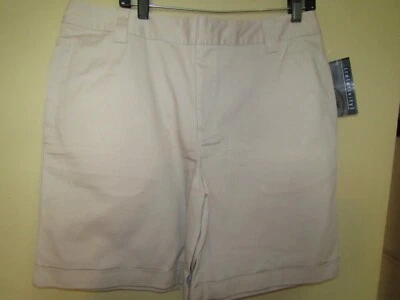 Relativity Women Size 16 CEMENT STONE Chino Stretch CUFF SHORTS Pockets - Image 1 of 4