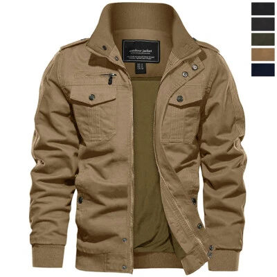 Men's Casual Atheletic Jacket Field Sturdy Bomber Jacket Outdoor Windbreaker - Image 1 of 4