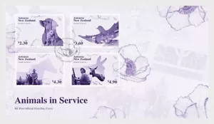 NEW ZEALAND 2025 FDC´s Animals in Service(Dogs, Horses, Pigeon) 4v MNH - Picture 1 of 1