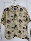 Guy Harvey By Aftco Hawaiian Button Up Front Beige Sailfish Camp Shirt Sz 2xL
