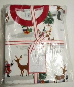 Pottery Barn Kids Holiday Santa Tight Fit 2 Piece Pajama Adult Teen XS NIP - Picture 1 of 2