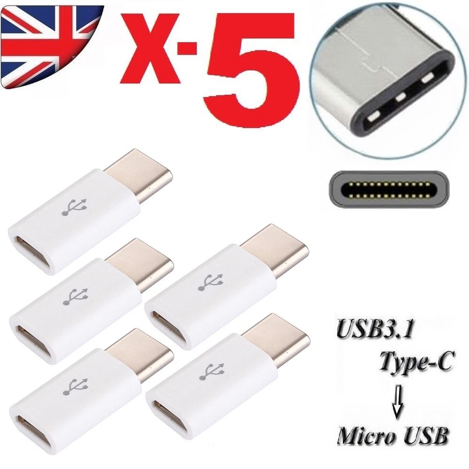 5 Micro USB to Type-C Data Charge Cable Adapter for Google Samsung S8 Plus Note. - Image 1 of 4