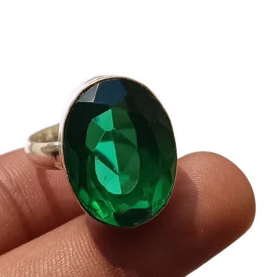 Delicado anillo de piedras preciosas de topacio peridoto enchapado en plata de ley 925 joyería EE. UU. TALLA 10" Foto 1 de 4