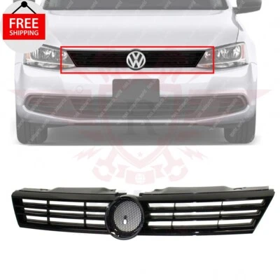 New Front Grille Assembly Black Shell and Insert Fits 2011-2014 Volkswagen Jetta Foto 1 de 4