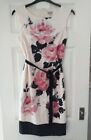 PHASE EIGHT Cream Pink Black  Floral Lined  Dress UK 12 Party Wedding