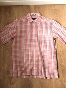 Gant Hampton Dobbie Shirt Red Check Short Sleeve Summer Cotton Large Pit-Pit 22 - Picture 1 of 5