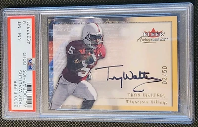 2000 Fleer Autographics Gold 02/50 Troy Walters PSA 8 - Image 1 of 2
