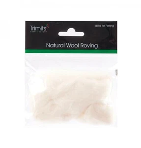 TRIMITS Natural 100% Wool Roving For Needle Felting 10g - WHITE - Picture 1 of 1
