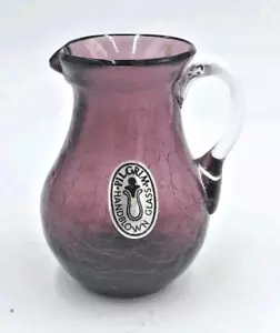 Pilgrim Glas kleiner mundgeblasener Crackle Glas lila Krug 3,5" Höhe x 3" Breite - Bild 1 von 7