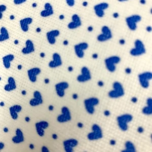 New Fisher Gentile 1/2 yd Fabric Little Blue Hearts on White Knit Doll or Baby - Picture 1 of 8
